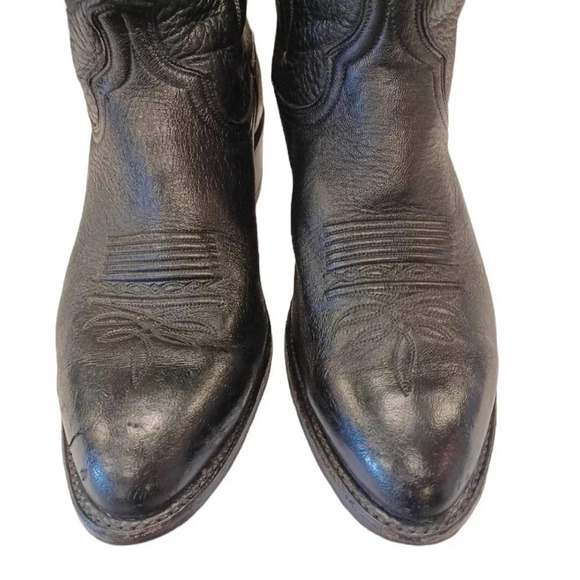 💥HOST  PICK💥 Dan Post Vintage Black Cowboy Boots Size 10.5 EW - Picture 4 of 14